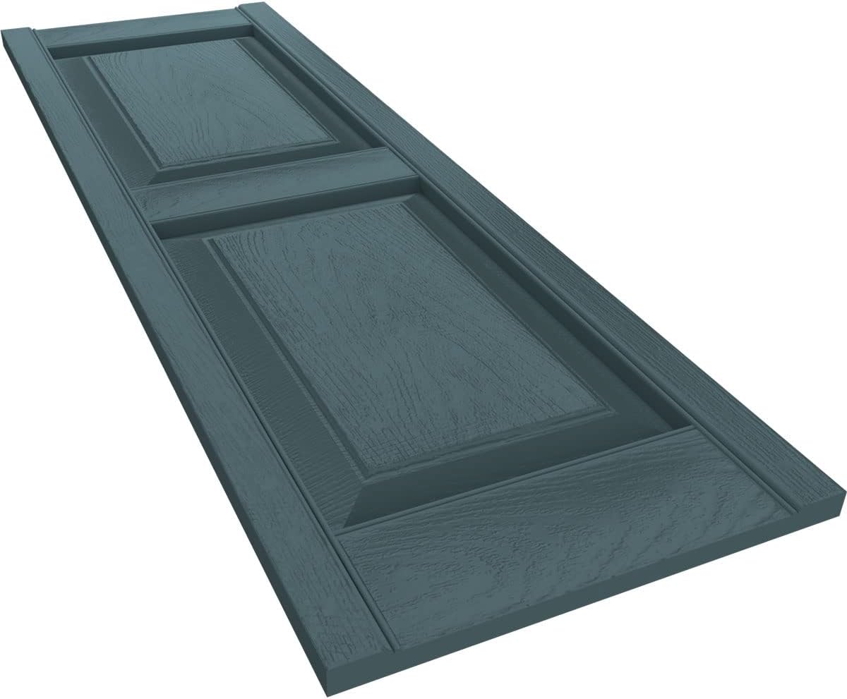Ekena Millwork LP2S14X05500MG Lifetime Vinyl Standard Two Equal Panels with Raised Panel Shutters, 14 3/4" W x 55" H, Midnight Green, 1 Piece