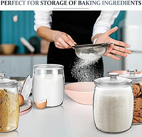 Folinstall Wide Mouth Glass Jar with Airtight Lid, 1/2 Gal Clear Container | 72oz Apothecary Jar for Cookie, Candy, Sugar, Flour, Sourdough Starter