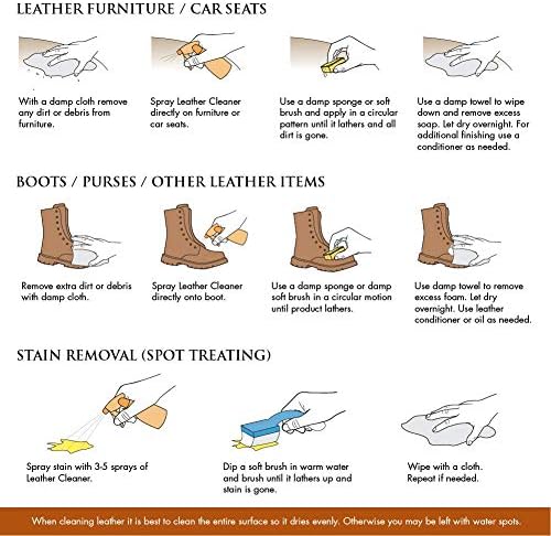 Amazing Leather Cleaner/Conditioner/Deodorizer | Powerful, Natural Enzyme Cleaner | USA Made | Great for Leather & Vinyl, Furniture, Boots, Purses
