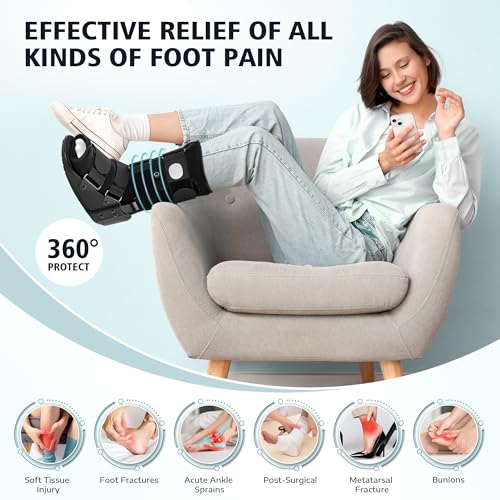 Medibot Advanced Walking Boot for Ankle Injuries & Fractures Adjustable Air Splint with Pump, Large Black, Fits Shoe Size 9.5-13.5'', Men and Women