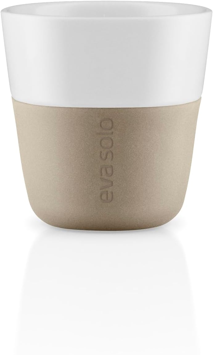 Eva Solo | 2 Lungo Tumbler Mugs | 8 oz Porcelain Coffee Cup Tumblers with Silicone-coated Grip | Danish Design, Functionality & Quality | Black