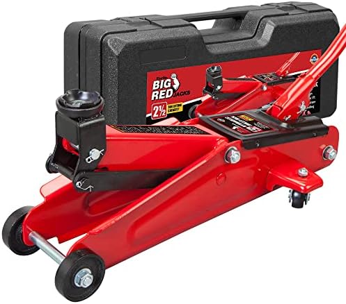 BIG RED AT84007R Torin Hydraulic Low Profile Service/Floor Jack with Dual Piston Quick Lift Pump, 4 Ton (8,000 lb) Capacity, Red