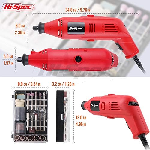 Hi-Spec Corded Rotary Tool Kit for Cutting, Grinding and Sanding with Bits