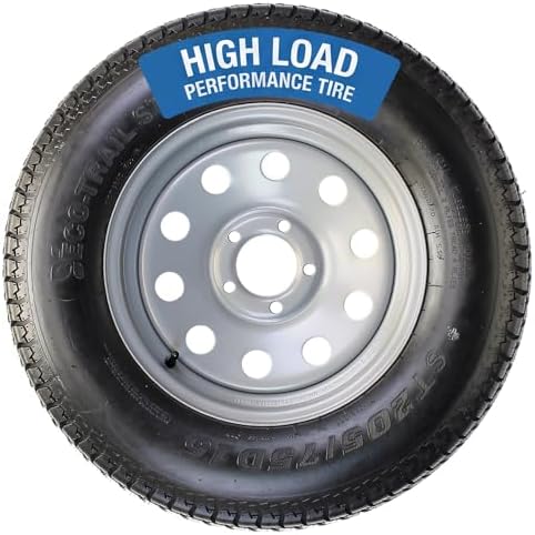 eCustomrim Trailer Tire Rim Assembly 205/75D15 F78-15 LRC 5 Lug Silver | 15 Inch Load Range C 6 Ply Tire