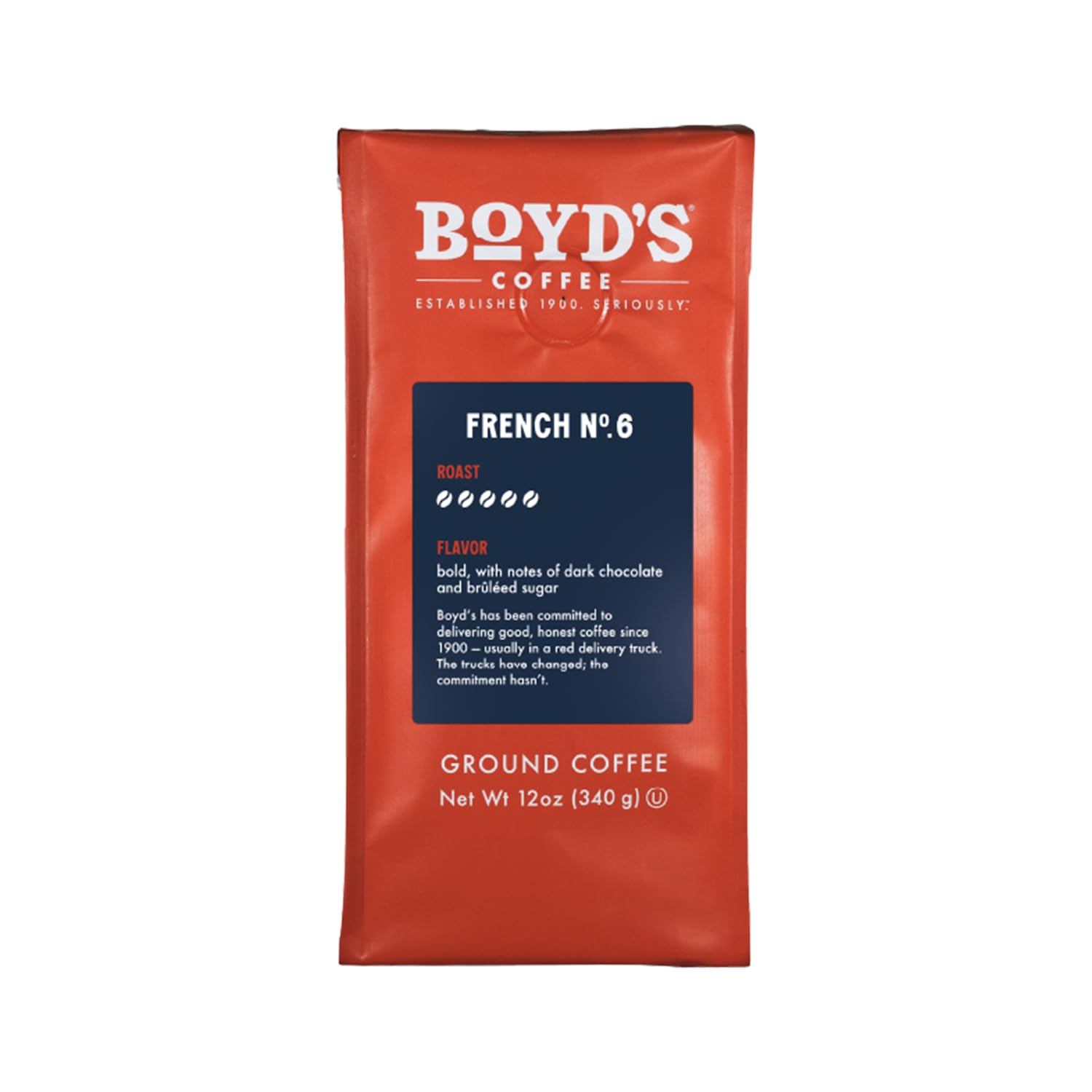 Boyd's Coffee French No. 6 Coffee –Ground Dark Roast– Blended from 100% Arabica – Rich & Full-Flavored – 12 oz.