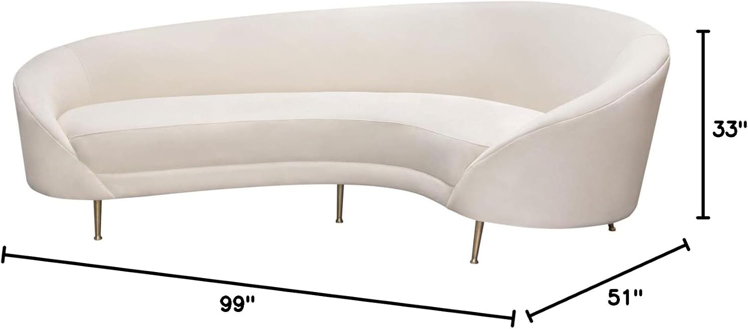 Celine Curved Sofa in Light Cream Velvet