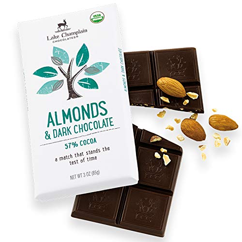 Lake Champlain Organic Dark Chocolate Almonds & Sea Salt Candy Bar, 3 Ounces (12 Pack)