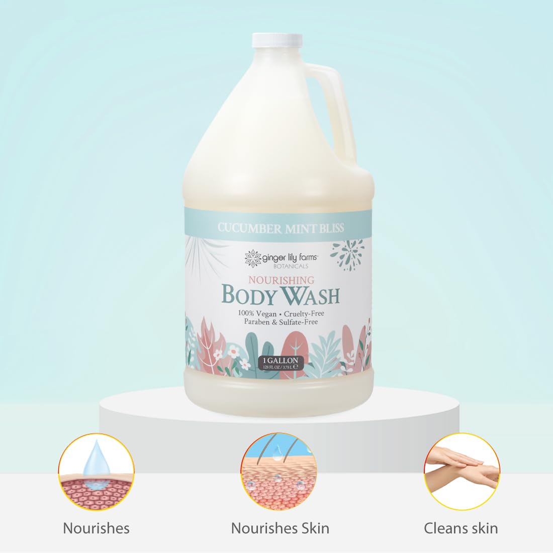 Ginger Lily Farms 1 gal Nourishing Body Wash, Citrus Blend Scent | for Hands, Body & Hair, Moisturizing Wash, Salon Wash, Spa Cleanser, Salon & Spa Essentials, Manicure & Pedicure Supplies