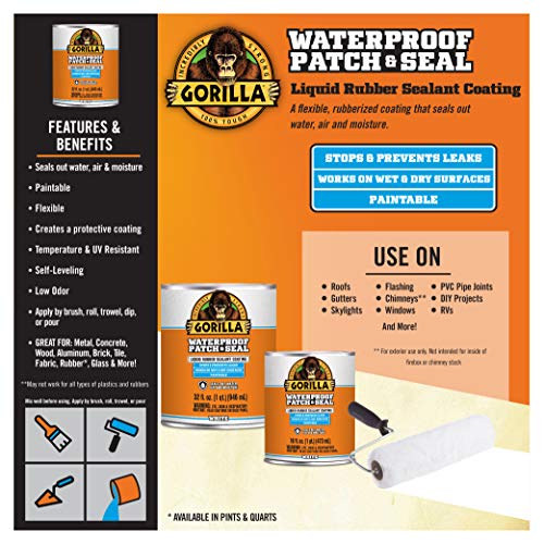 Gorilla Patch & Seal Liquid Rubber Waterproof Sealant, Black, 32 oz