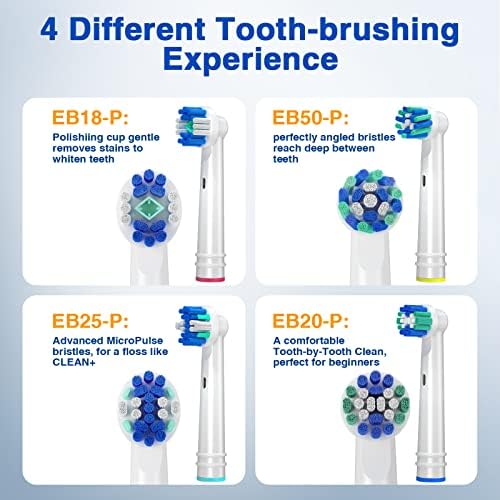 Replacement Brush Heads for Oral B, 16 Pcs Toothbrush Replacement Heads Compatible with Oral B Pro1000 Pro3000 Pro5000 Pro7000, Includes 4 Floss