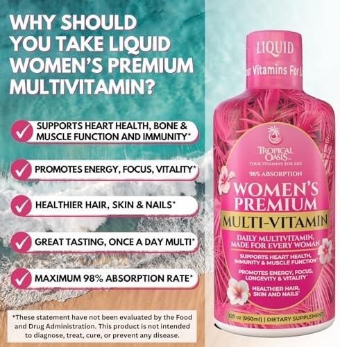 Premium Liquid Multivitamin for Women | Sugar Free Women’s Multivitamin | 100+ Vitamins, Minerals & Herbs Promote Anti-Aging, Heart, Brain & Bone Health |98% Absorption Rate | Non-GMO | 32 Serv