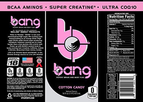 Bang Energy Cotton Candy, Sugar-Free Energy Drink, 16-Ounce | Pack of 12