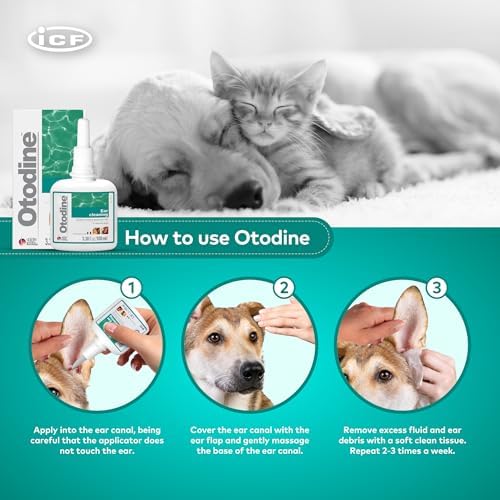 ICF Otodine Dog Ear Cleaner Solution Drops for Itchy Ears, Infections, Head Shaking, Scratching, Wax