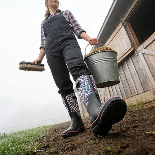WTW Womens Mid Calf Rain Boots - Waterproof Insulated Neoprene Rubber Boots Mud Outdoor Hunting Garden Boots