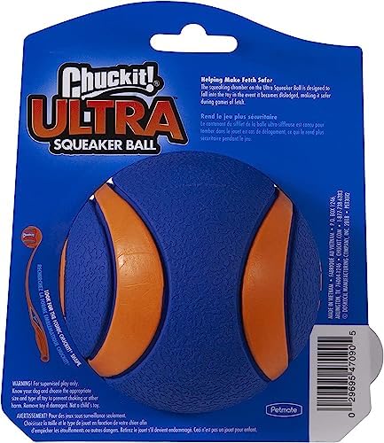 Chuckit! Ultra Ball Dog Toy - Size Large - For Dogs 60-100 lbs - Made from Durable Rubber - Super Bouncy - Floats in Water - 3-inch Diameter - Pack of 1