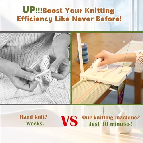 Knitting Machine, LK150 6.5mm Mid Gauge 150 Stitches Portable Plastic Domestic Smart Weaving Set with Accessories for Sock Hat Scarf
