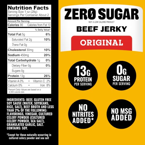 Tillamook Country Smoker Zero Sugar Keto Friendly Beef Jerky, Original, 2.2 Ounce