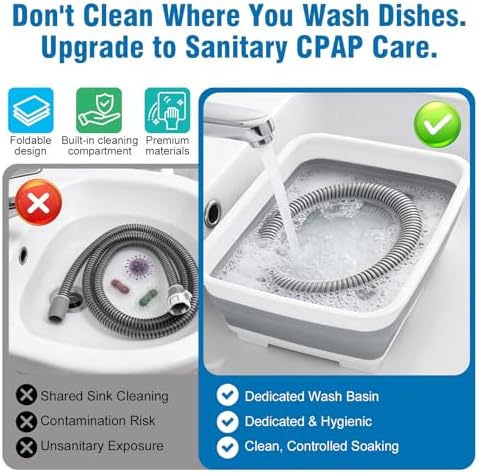 9 Pack CPAP Cleaning Kit for Hose & Mask, with Speed Control Hose Dryer, Collapsible Wash Basin & Hose Hanger, 7ft Cleaning Brush, CPAP Cleaning Supplies with Storage Bag, for 22mm & 15mm Tube