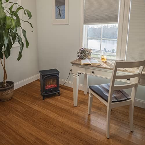Comfort Zone Electric Fireplace Space Heater, Traditional Warm Stove Style, Realistic 3D Flame Effect, Adjustable Thermostat, & Overheat Protection