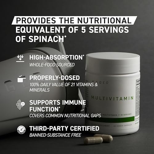 Kaged Multivitamin Capsules | Unflavored | Whole Foods Organic Fruits & Veggies | Plant Based Vegan Multivitamin | Vitamin C, D, E