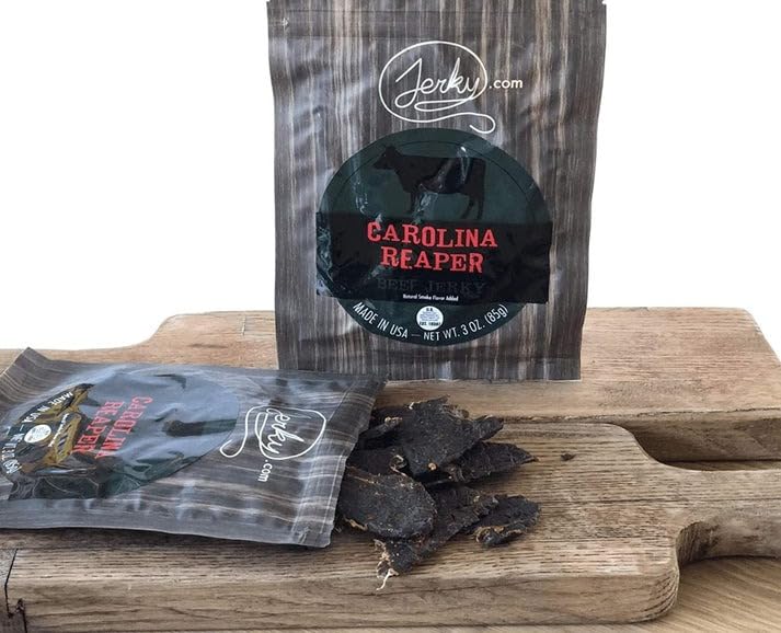 Jerky.com Hot Jerky Combo - Featuring Habanero, Classic Hot, Carolina Reaper, Ghost Pepper - Perfect for Heat Seekers and Flavor Enthusiasts - Beef Jerky Gift for Men (4 Flavors - 2.5 oz. bags)