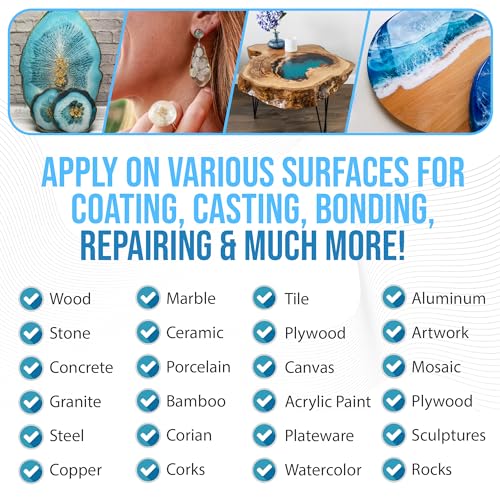 EPOXY Resin Crystal Clear 1 Gallon Kit | 1:1 Resin and Hardener for Super Gloss Coating | for Bars, Outdoor Table Top, Countertop