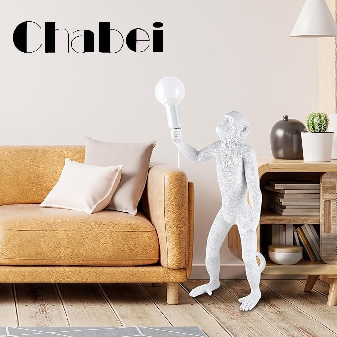 Modern Resin Standing Monkey Table Lamp, Desk Lamp, Animal Lamp, Bedside LED Light for Home Decor, Living Room, Bedroom, Home Office