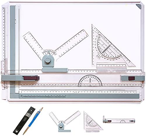 Frylr Inch A3 Drawing Board Drafting Table Multifunctional Drawing Board Table with Clear Rule Parallel Motion and Angle Adjustable Measuring System