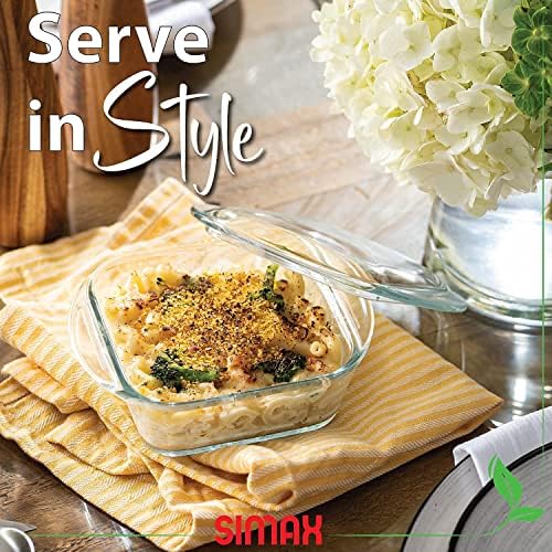 Simax Casserole Dish For Oven, 10 Ounce Mini Glass Baking Dish With Lid, Small, Personal Sized Bakeware and Cookware, Great for Storage, Microwave
