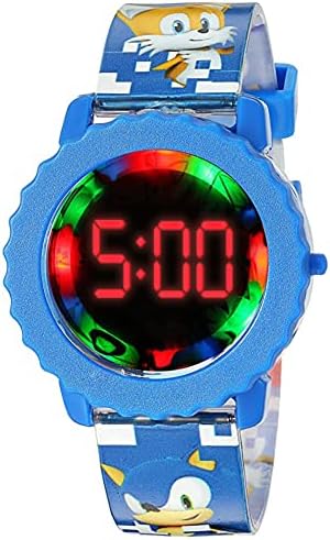 Sonic The Hedgehog Kids Digital Watch – Flashing LED Light-Up Display, Easy-to-Read Time, Adjustable Strap