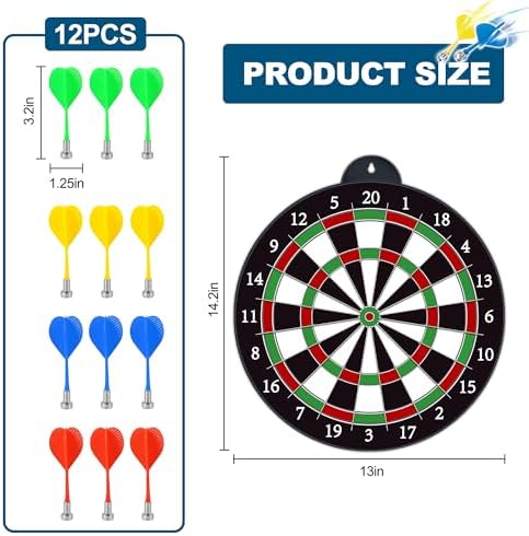 Dart Board - 12pcs Magnetic Darts - Excellent Indoor Game and Party Games