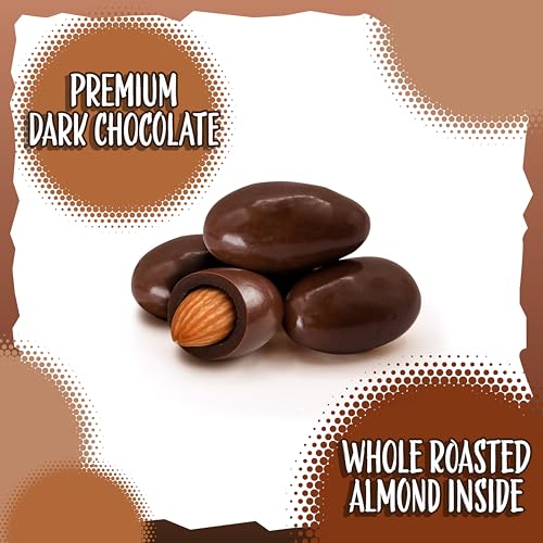 Dark Chocolate Covered Almonds, Classic Chocolate Covered Nuts, 2 Lb Bag