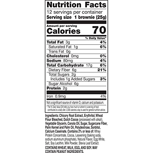 Fiber One 70 Calorie Chocolate Fudge Brownies, Mega Pack, 18 ct, 16 oz | 26% Daily Value of Fiber per Bar, 70 Calories & 2g Sugar, 5g Net Carbs, Bulk Pack for Office or Pantry Stocking