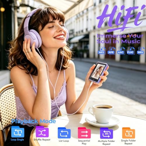 32GB MP3 Player with Bluetooth 5.3 Auto Reconnect, Zinc Alloy Frame | Built-in Speaker & White Noise, 2.8" Touchscreen, 48H Battery, Resume Playback