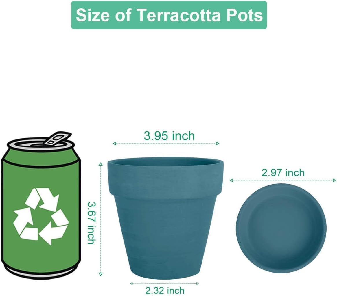 vensovo 4 Inch Terracotta Plant Pots with Saucer - 6 Pack Clay Flower Pots with Drainage, Great for Plants, Crafts, Wedding Favor