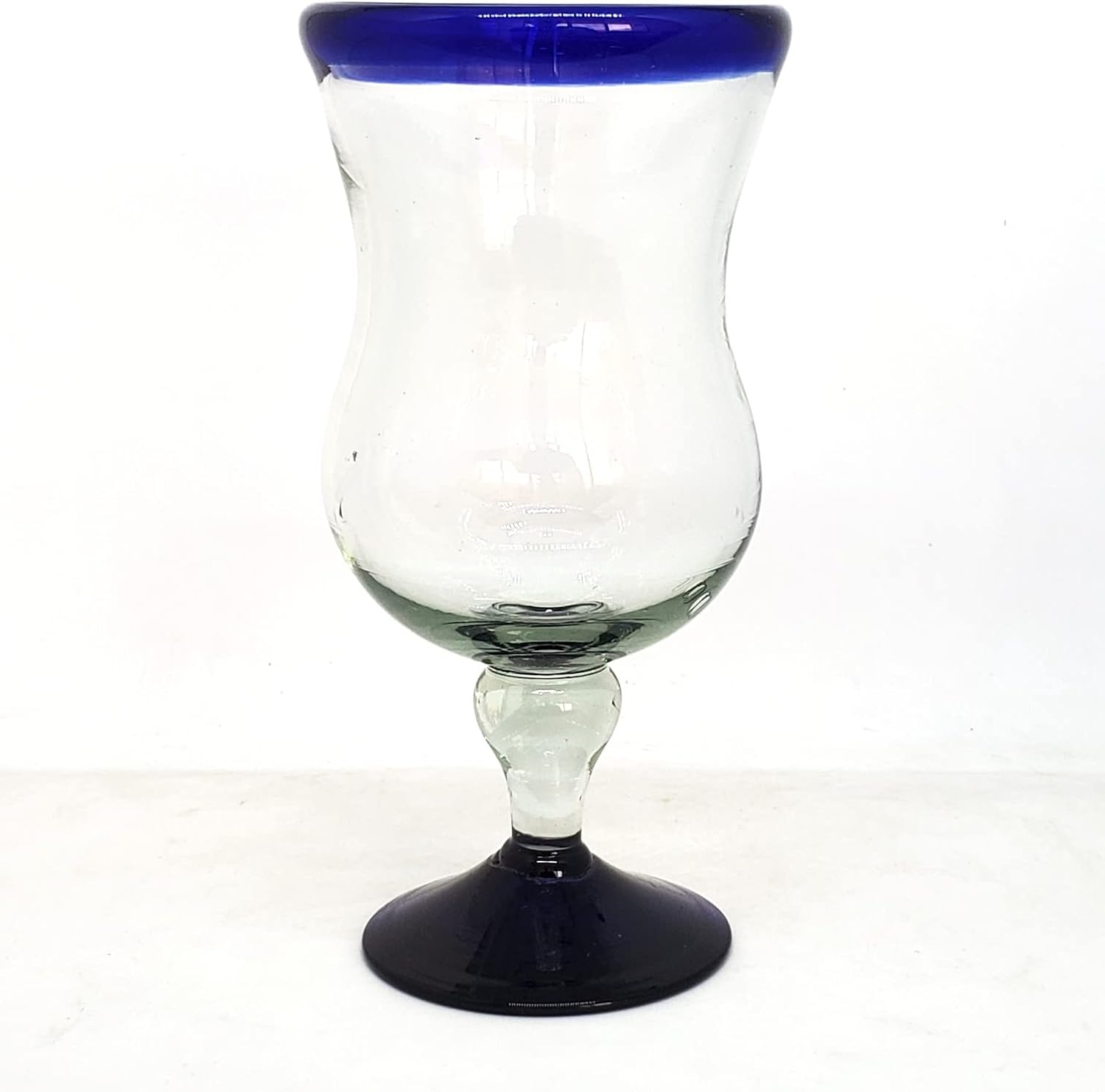 Cobalt Blue Rim 13 oz Wine Glasses (set of 6), Recycled Glass, Lead-free, Toxin-Free (13oz Wine)