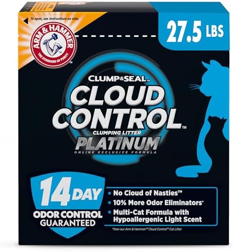 ARM & HAMMER Clump & Seal Platinum Clumping Cat Litter, Exclusive, 27.5 Lbs | Clumping Litter, Rock-Hard Clumps, Baking Soda Odor Eliminators, 14-Day Odor Control