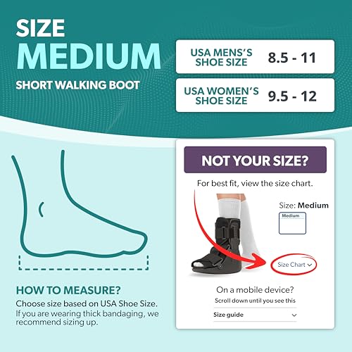 BraceAbility Short Walking Boot - Orthopedic Medical Walker Cast for Broken Toe Injuries, Sprained Ankles, Metatarsal Stress, Post-Op Support Left or Right Foot Fracture Shoe Fits Men and Women (L)