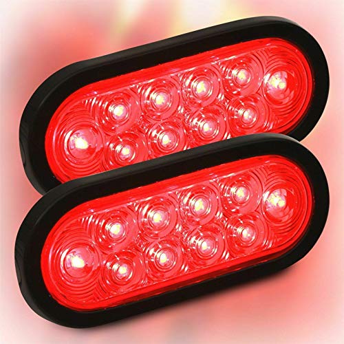 (2)6" Oval Red Trailer Truck waterproof Sealed Stop/Turn/brake Tail Lights | Marine Waterproof/Including 3-pin water tight plug/DOT SAE /with wires