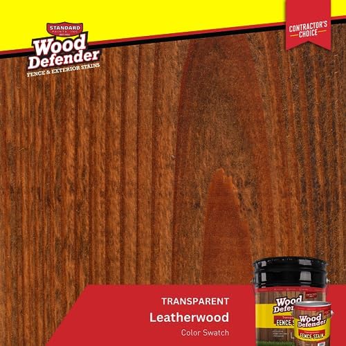 Wood Defender Transparent Fence Wood Stain and Seal in One, Oil-Based Penetrating Sealer, Professional-Grade, Long-Lasting, Weather-Resistant Protector, Redwood, 5-Gallon