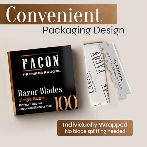 100 Facón Single Edge Razor Blades for Barber Straight Razor, Straight Razor Blades for Shaving