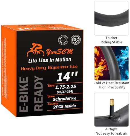 14" Heavy Duty Bike Tubes 14 E-Bike Tubes 14x1.75/2.25 Inner Tubes