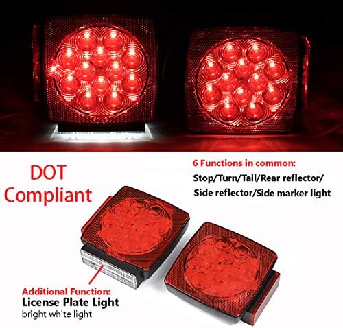 CZC AUTO 12V Submersible LED Trailer Light Kit, Under 80 Inch Boat Utility | Trailer Lights and Wiring Kit for Utility Trailer, Boat Trailer, Jet Ski