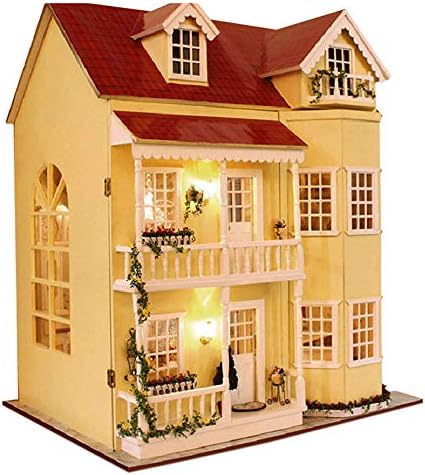 MAGQOO 3D Wooden Dollhouse Miniature DIY House Kit Tiny Mini House Kit DIY Dollhouse Miniature Kit Music Box and Glue Included(House of Fairy Tales)