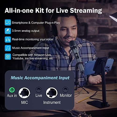 JYX Karaoke Machine with 2 Wireless Mics, 10" Woofer 500W Peak Power Big Portable Bluetooth Speaker with Bass/Treble Adjustment