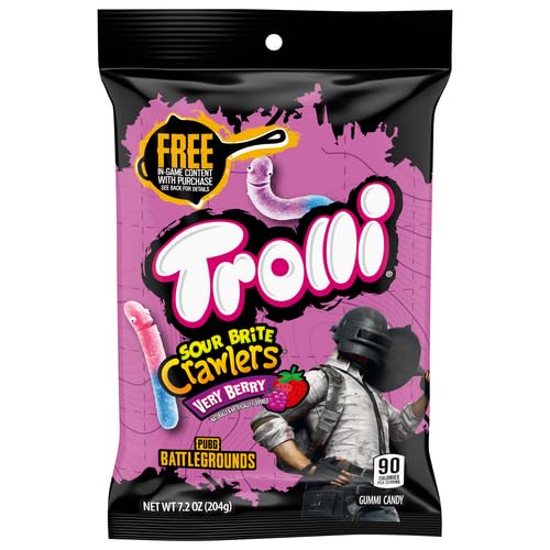 Trolli Sour Brite Crawlers Candy, Very Berry, Sweet and Sour, Gummy Worms, 7.2 oz