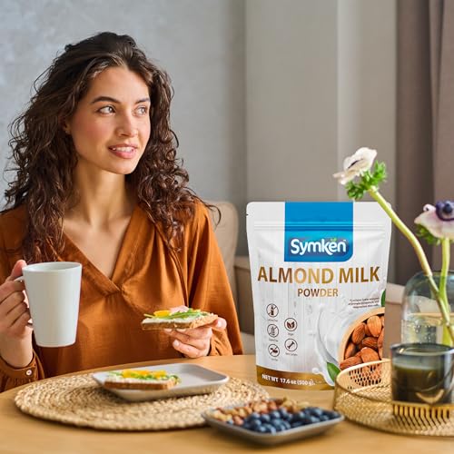 SYMKEN Almond Milk Powder 17.6 Oz (500g) | Pure Almond | No added sugar | Vegan | Gluten free | Lactose free | Non-GMO | Non-Dairy | Vegan protein
