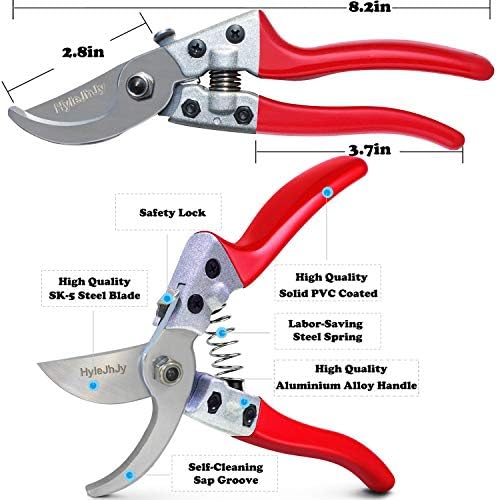 Pruning Shears with Stainless SK5 Steel Blades+Straight Tip Gardening Shears Garden Shears Garden Clippers Florist Scissors Hand Pruners Garden