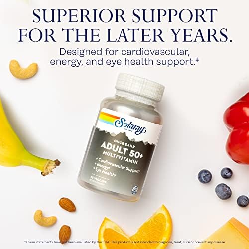 SOLARAY Once Daily Adult 50 Plus Complete Multivitamin, 90 VegCaps | Energy, Heart, Brain & Immune Support - Minerals, CoQ10
