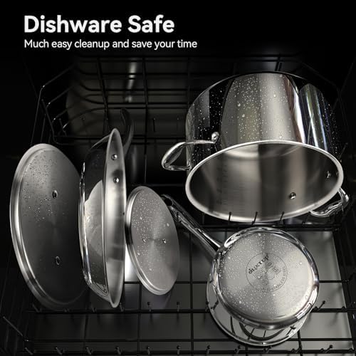 Duxtop Tri-Ply Stainless Steel Induction Cookware, 9PC Pots and Pans Set | Whole Clad 3-Layer Steel, Family Cookware Set, Even Heating